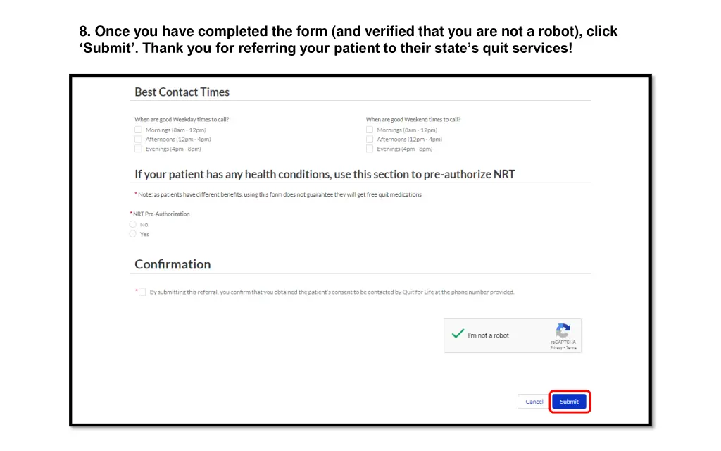 8 once you have completed the form and verified