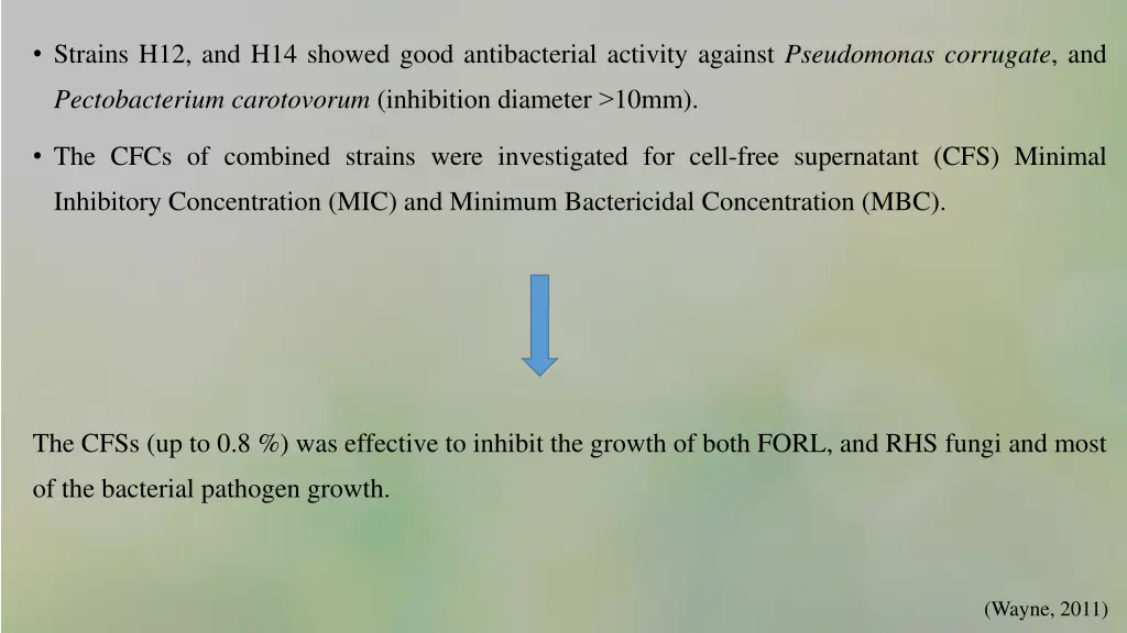 strains h12 and h14 showed good antibacterial