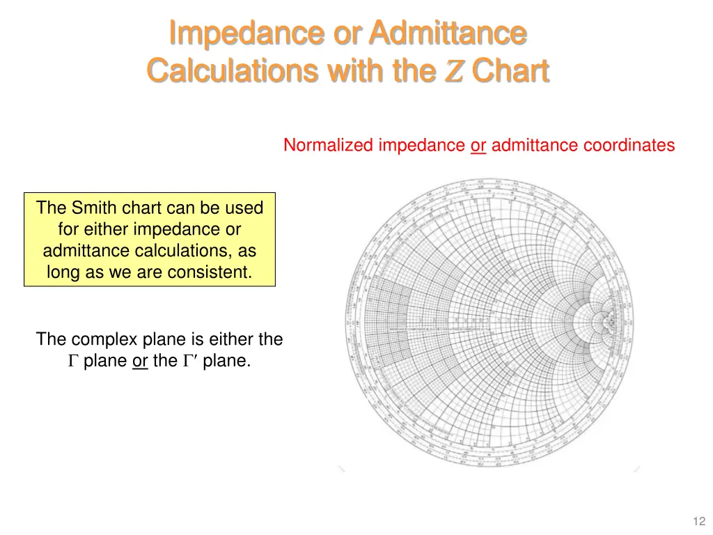 impedance or admittance calculations with