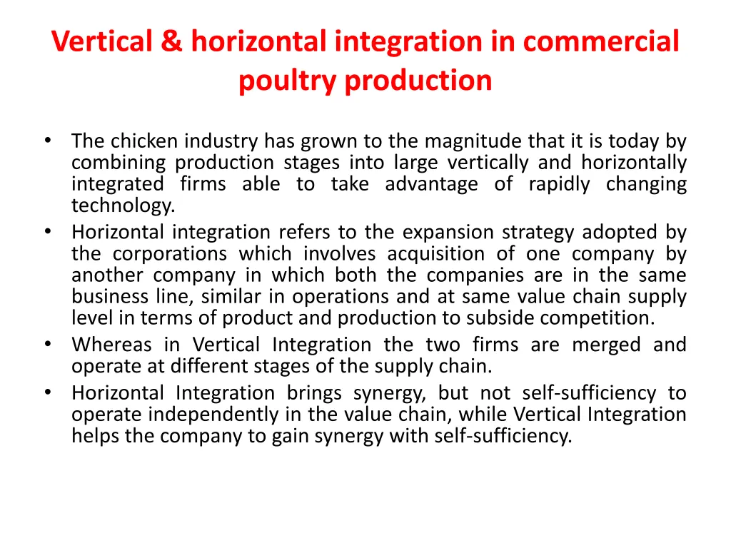 vertical horizontal integration in commercial