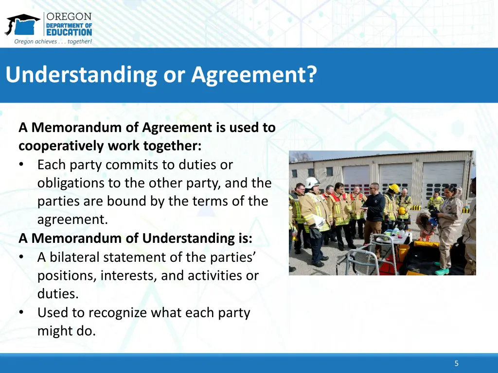 understanding or agreement