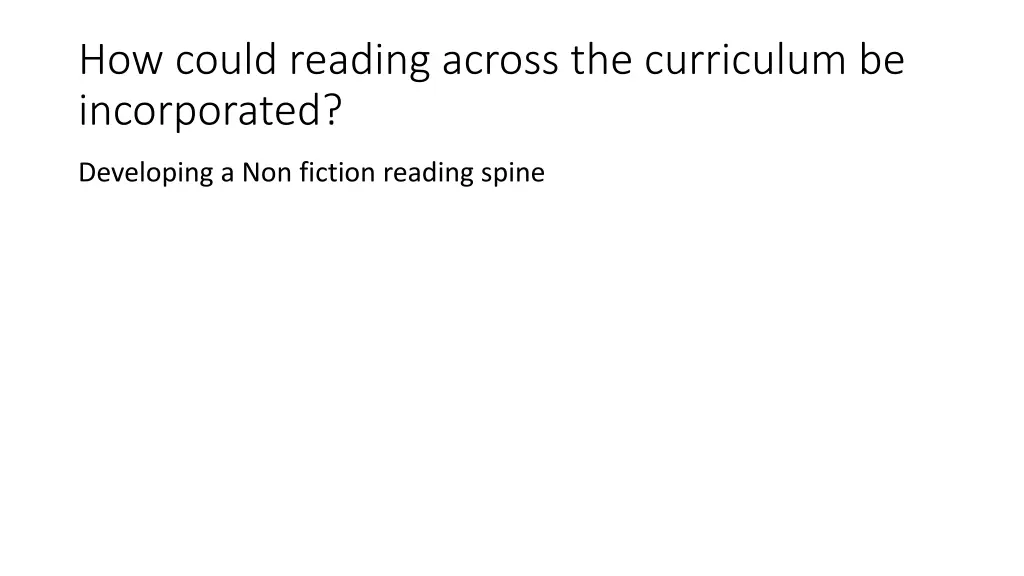 how could reading across the curriculum