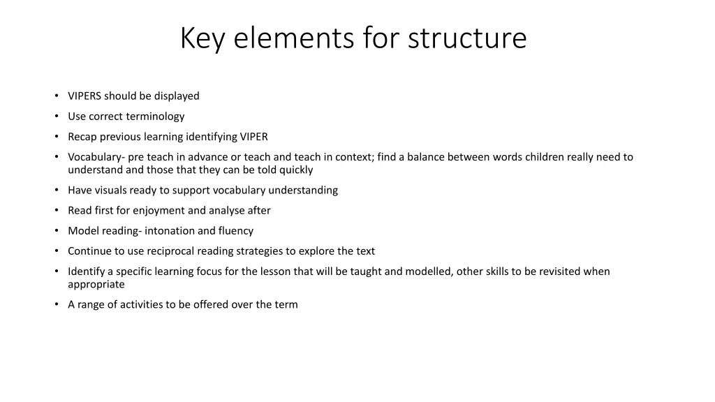 key elements for structure