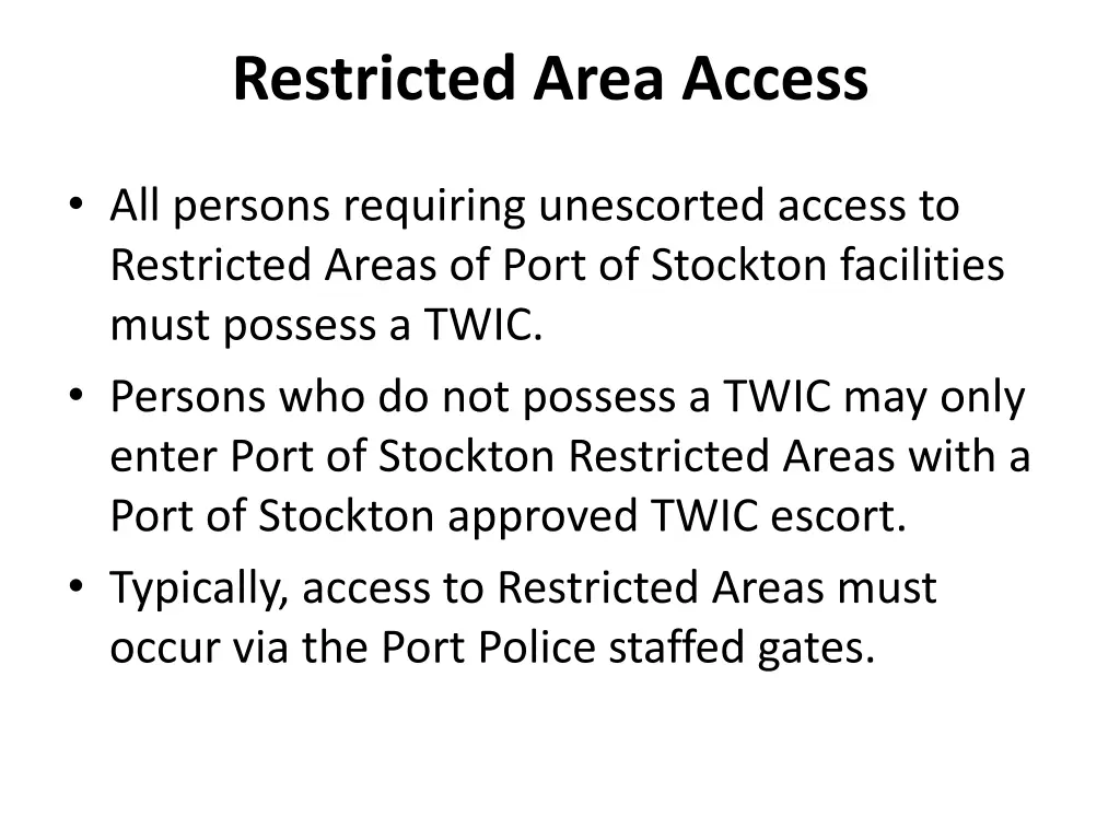 restricted area access