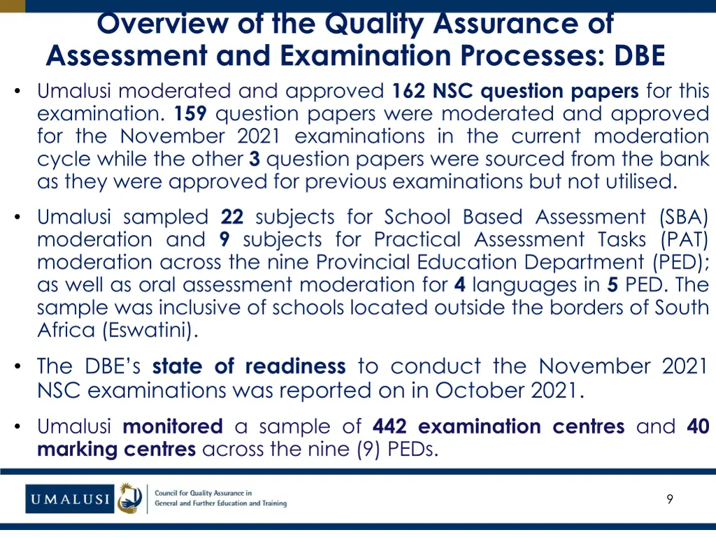 overview of the quality assurance of assessment