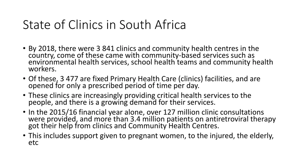 state of clinics in south africa