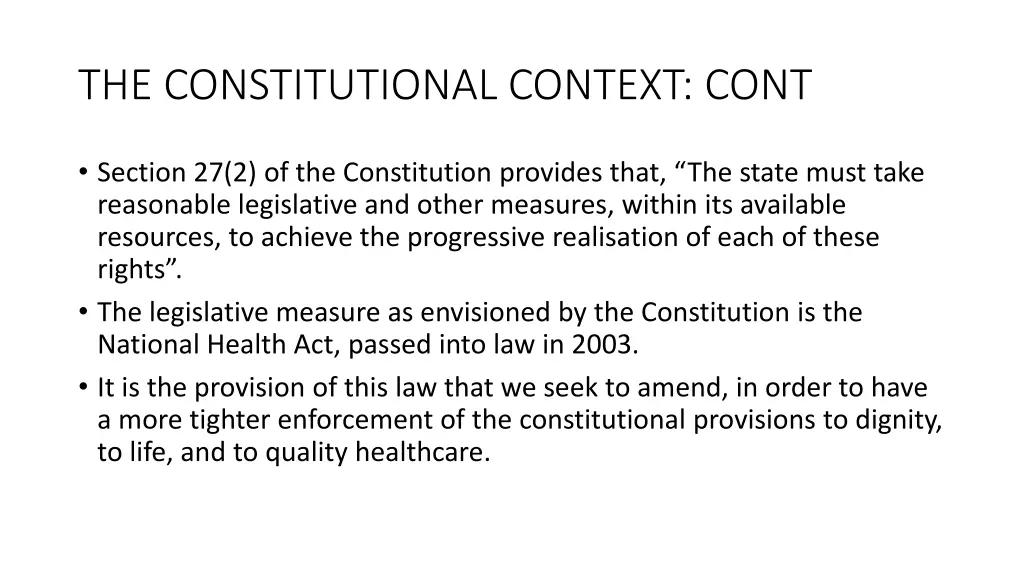 the constitutional context cont