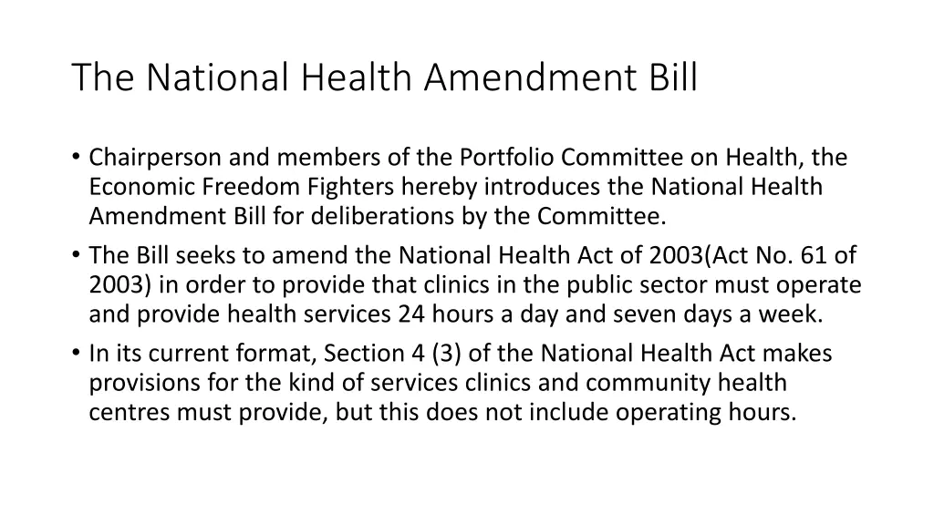 the national health amendment bill