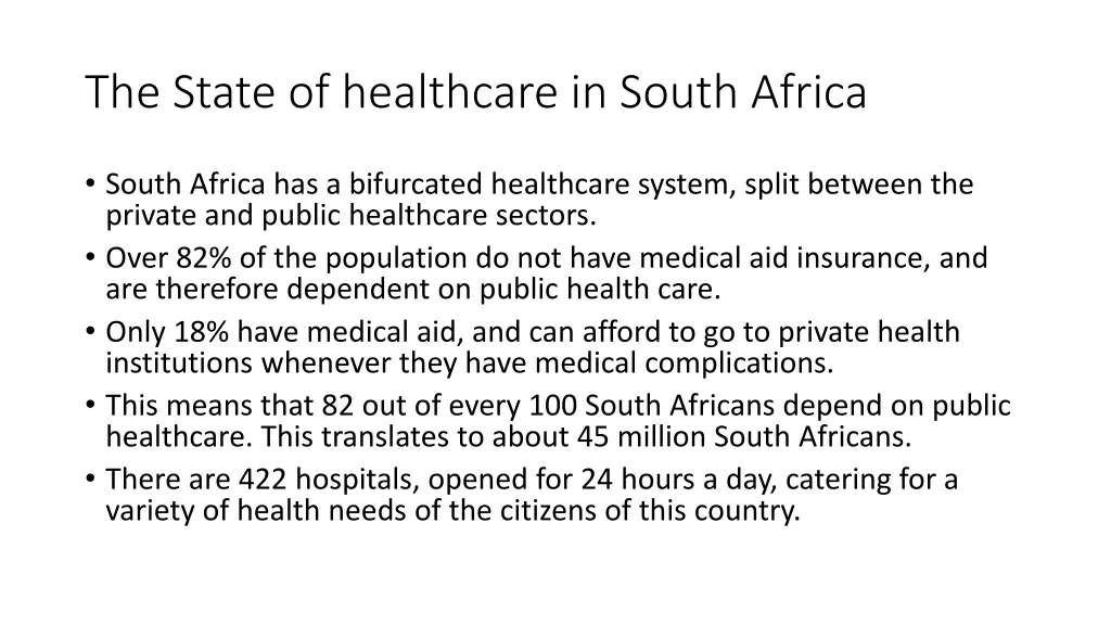 the state of healthcare in south africa