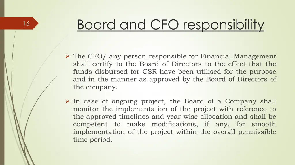 board and cfo responsibility