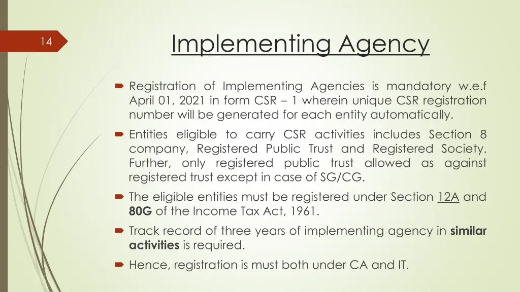 implementing agency