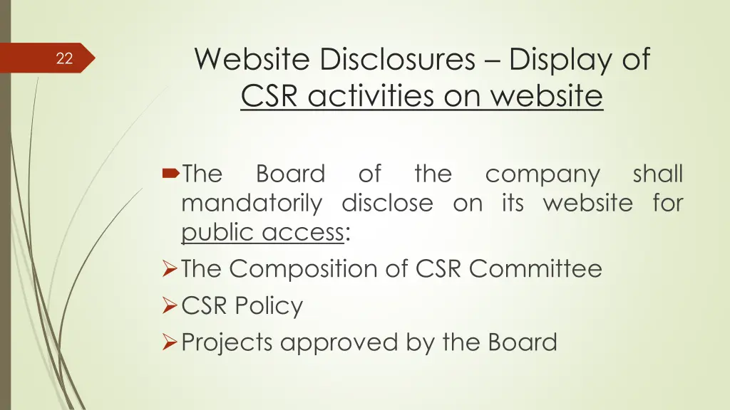 website disclosures display of csr activities