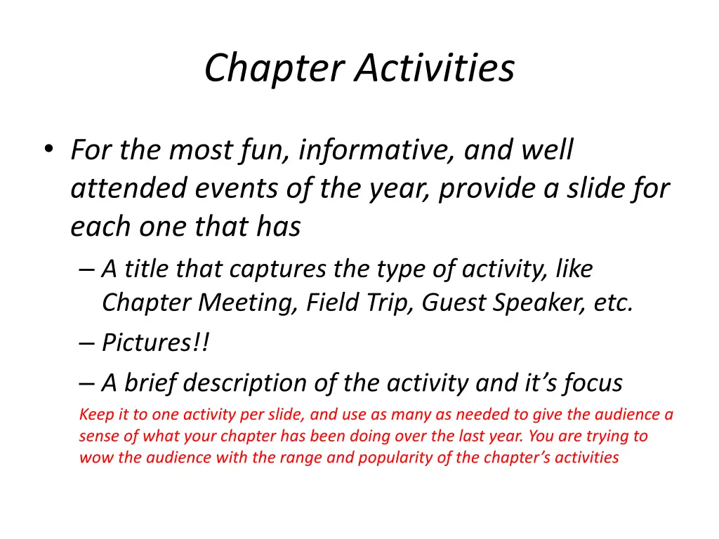 chapter activities