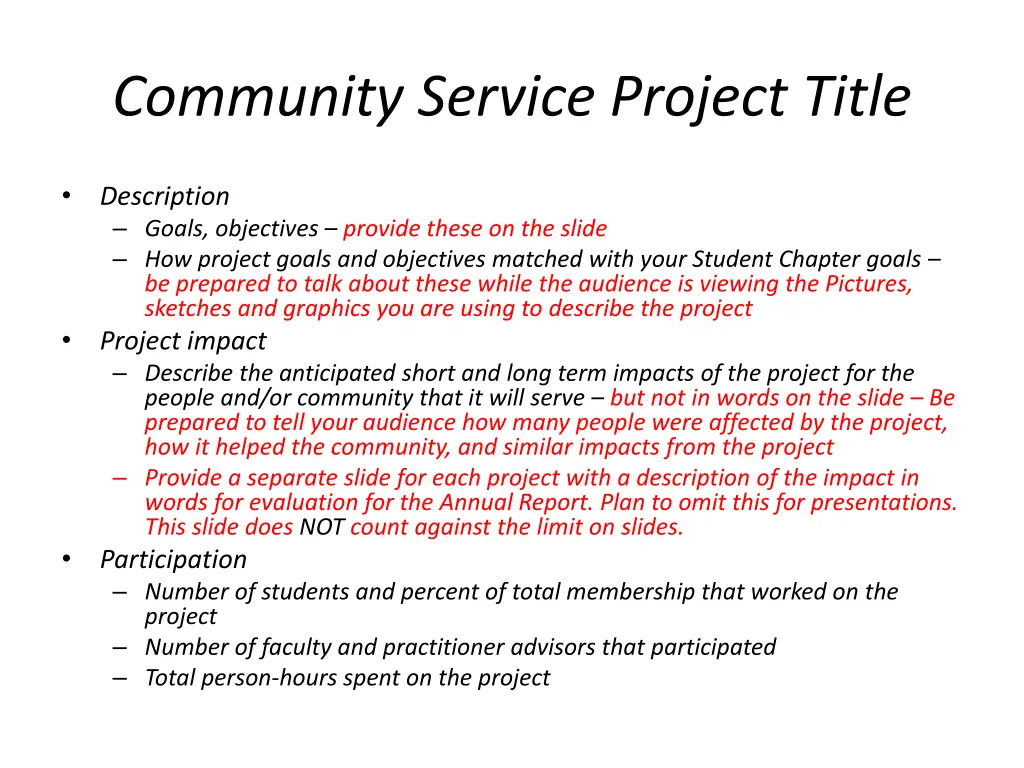 community service project title