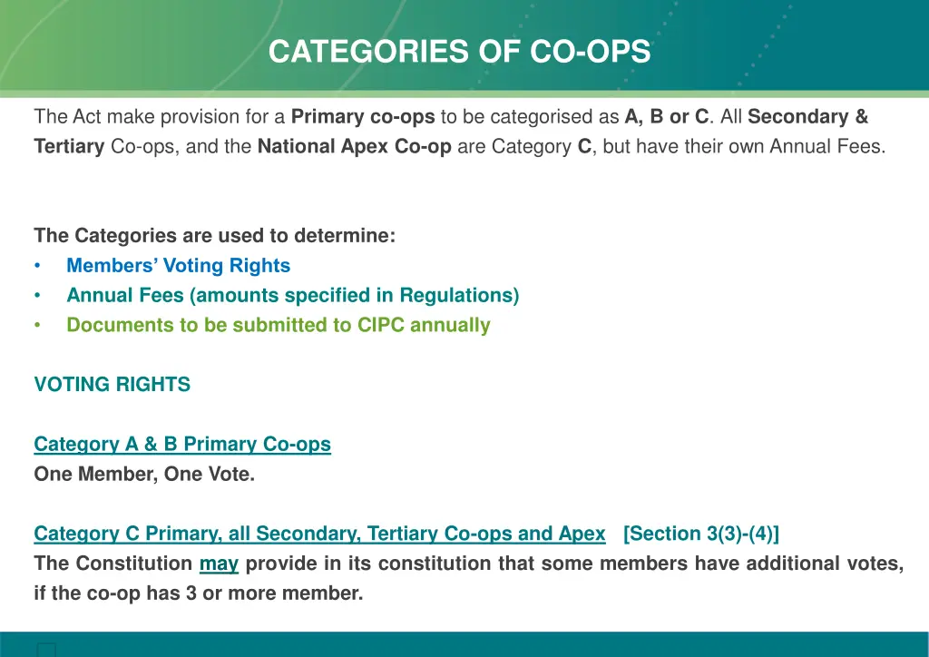 categories of co ops