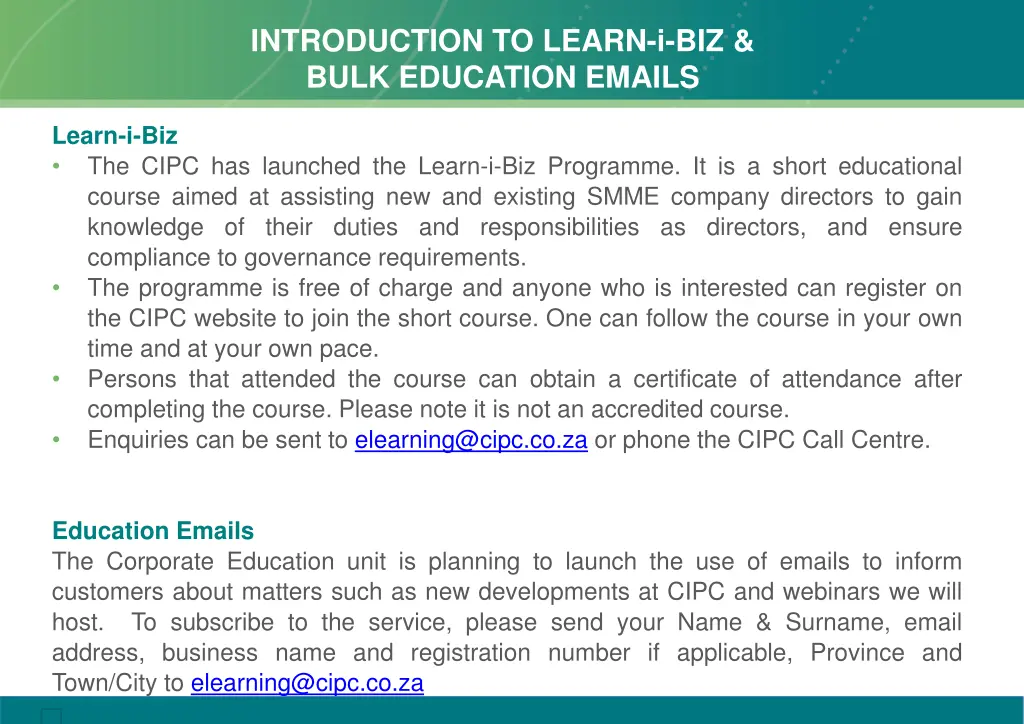 introduction to learn i biz bulk education emails