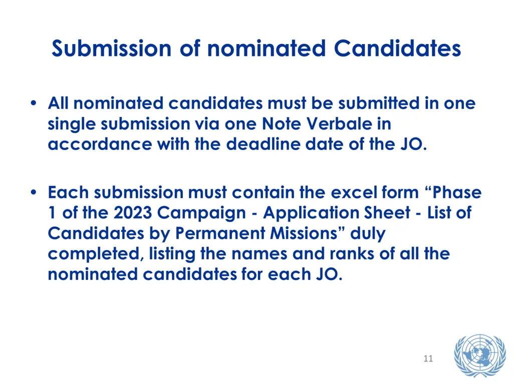 submission of nominated candidates