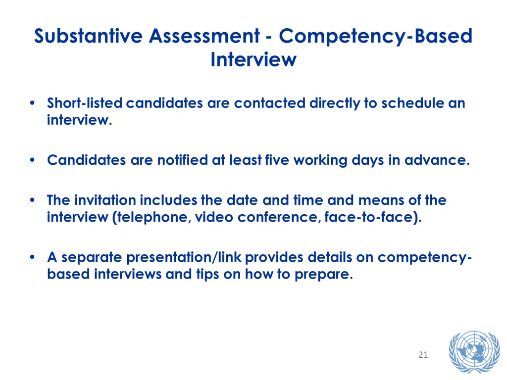 substantive assessment competency based interview