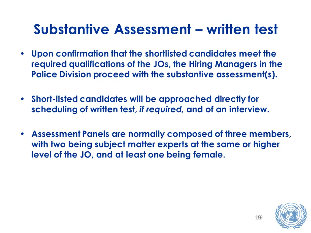 substantive assessment written test