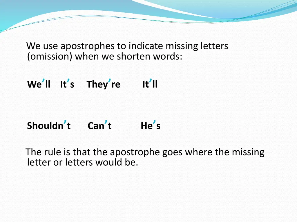 we use apostrophes to indicate missing letters