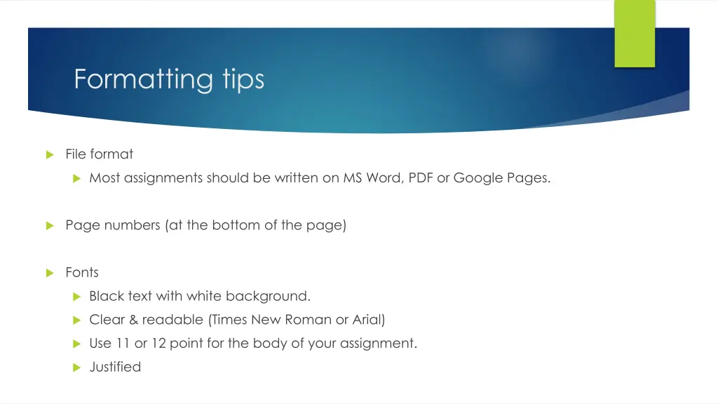 formatting tips