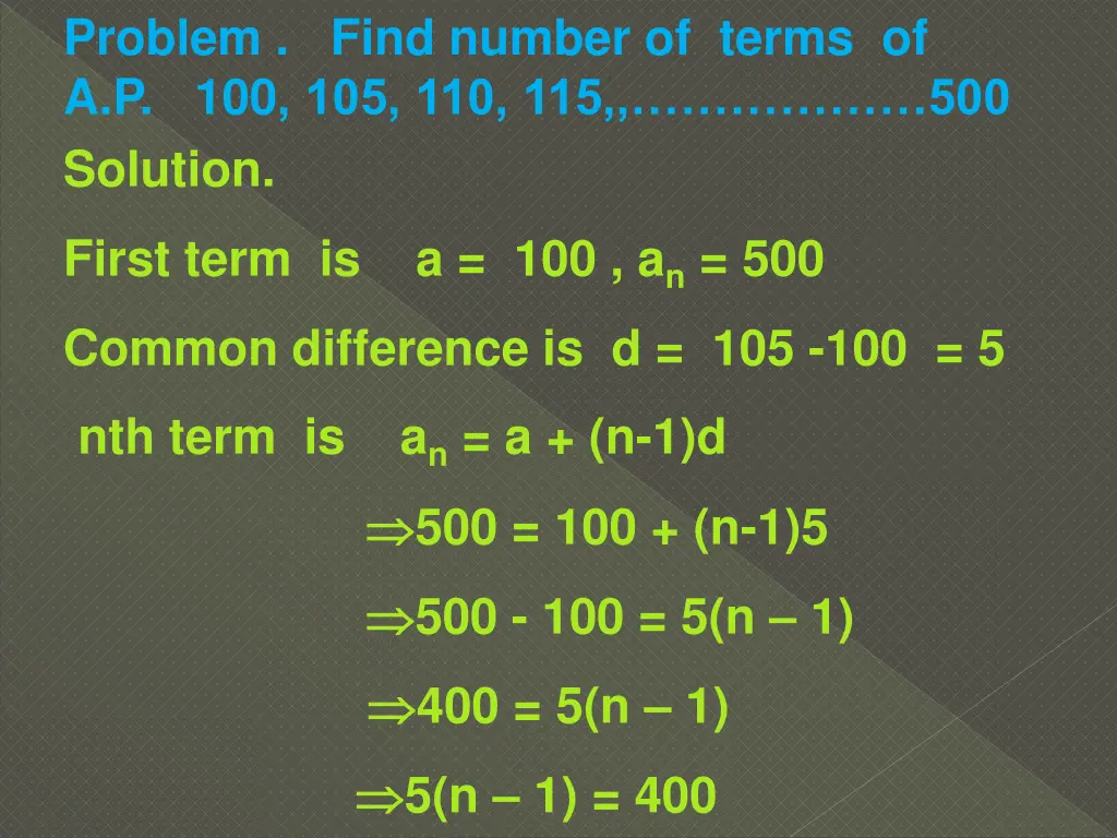 problem find number of terms