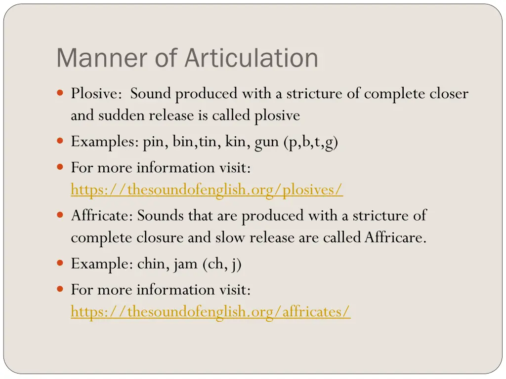 manner of articulation