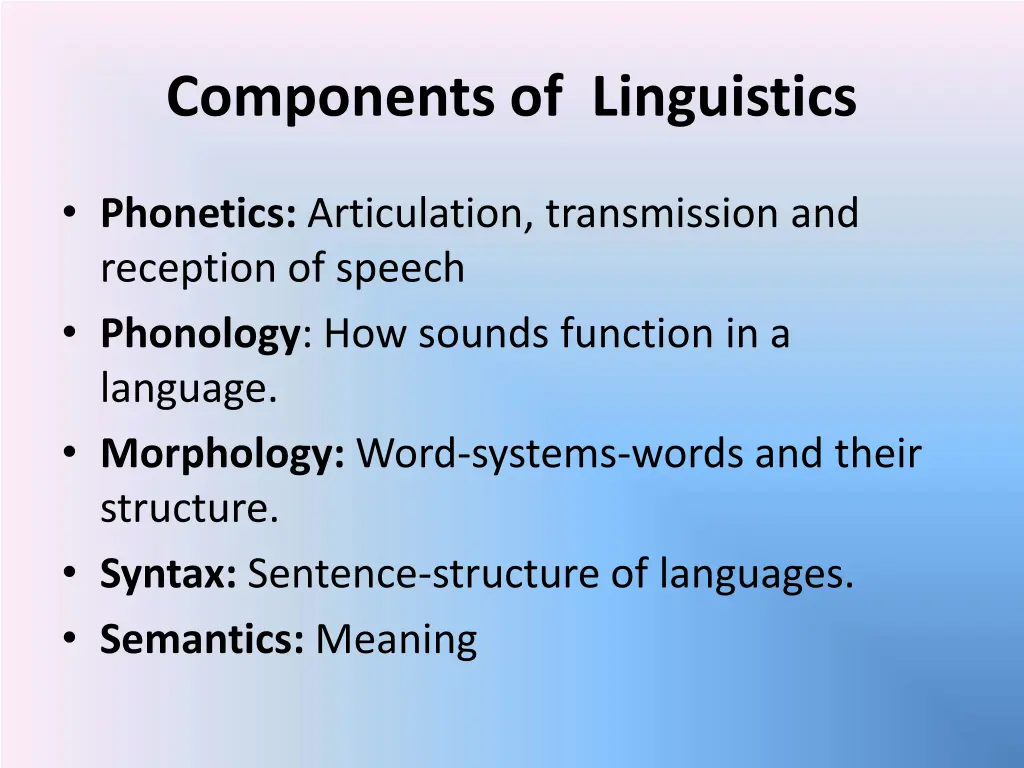 components of linguistics