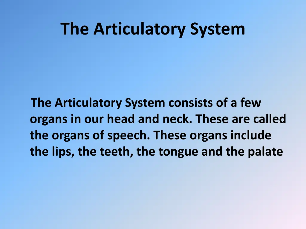 the articulatory system