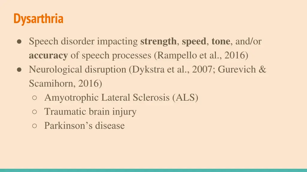 dysarthria