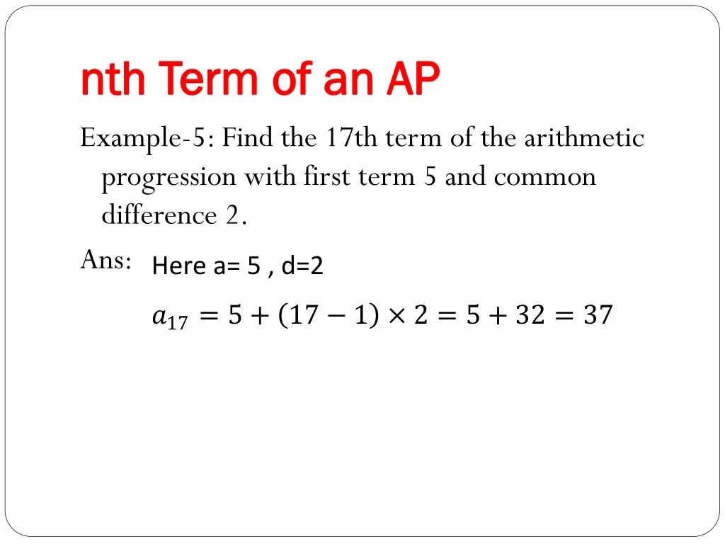 nth term of an ap nth term of an ap example 1