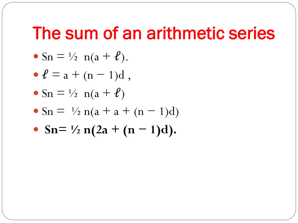 the sum of an arithmetic series 2