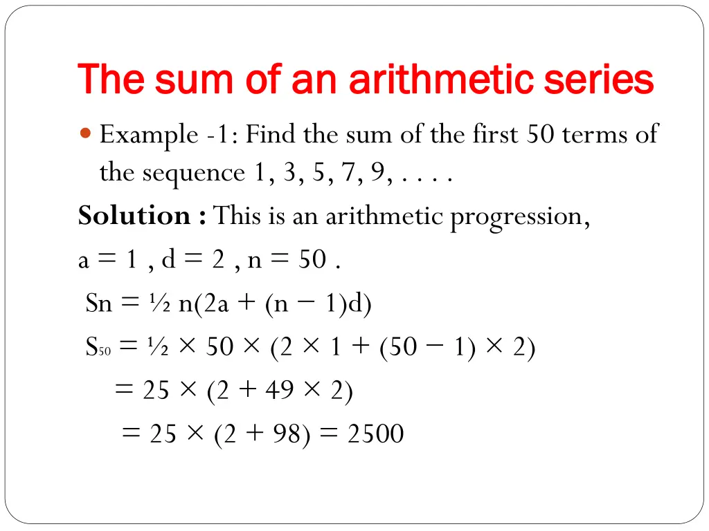 the sum of an arithmetic series 3