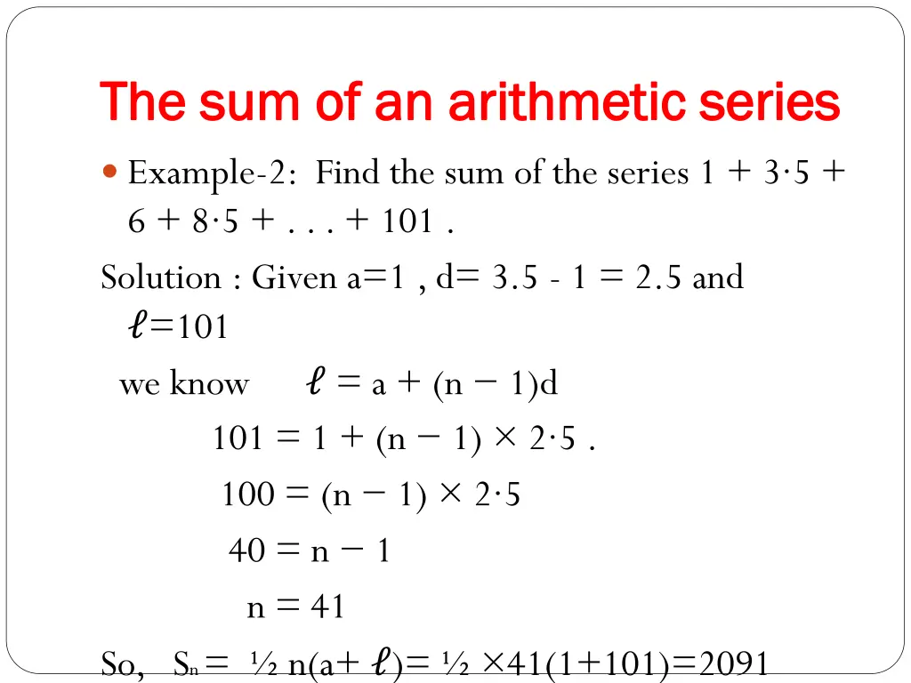 the sum of an arithmetic series 4