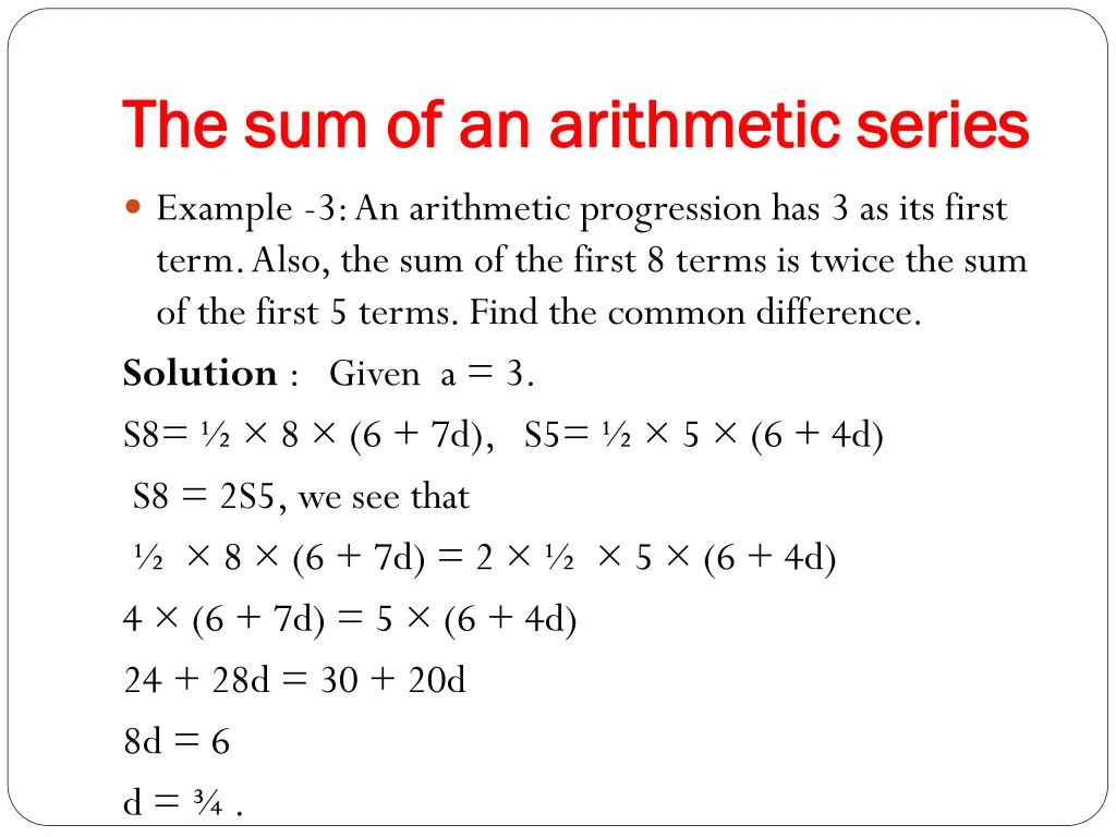 the sum of an arithmetic series 5