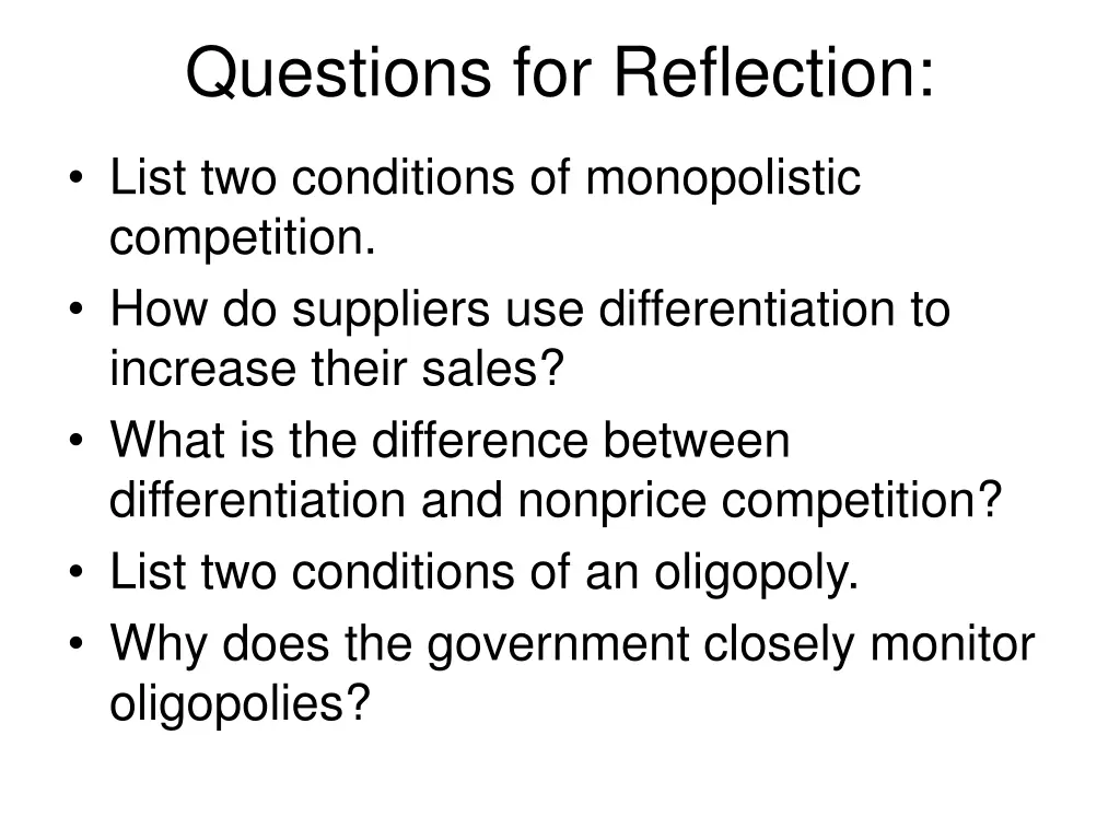 questions for reflection