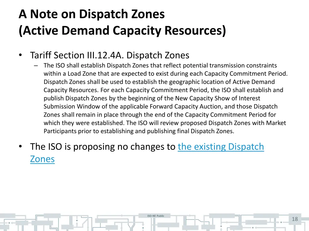 a note on dispatch zones active demand capacity