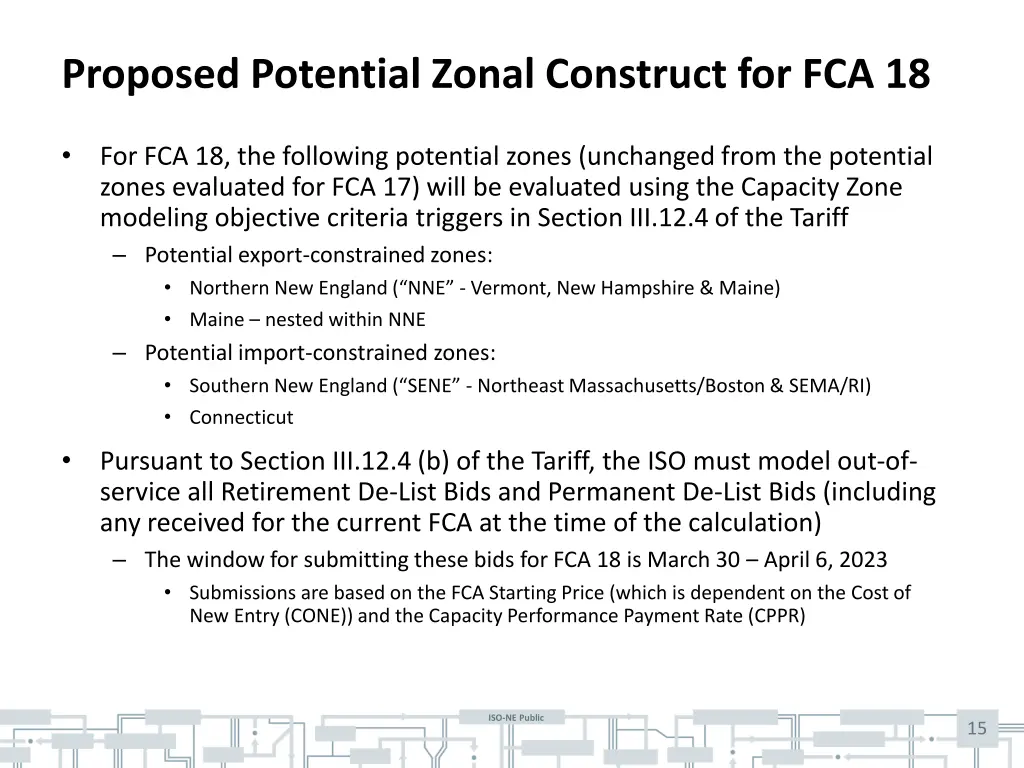 proposed potential zonal construct for fca 18 1