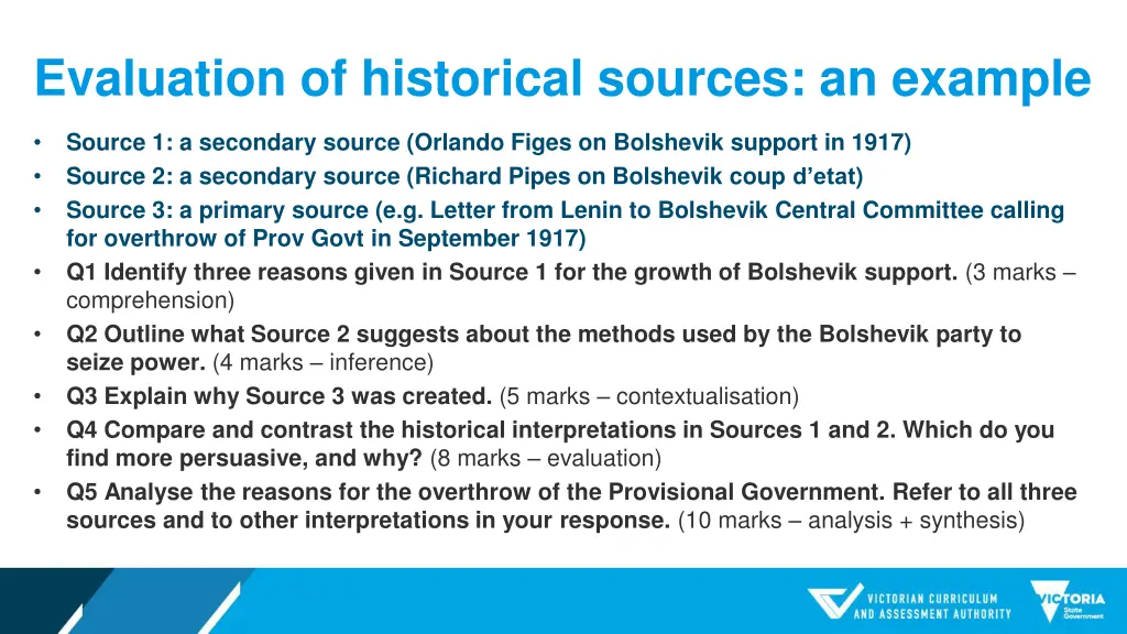 evaluation of historical sources an example