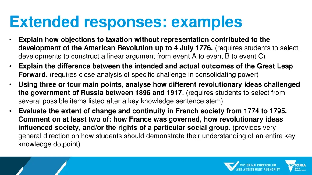 extended responses examples