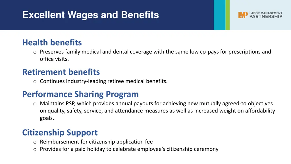 excellent wages and benefits 1