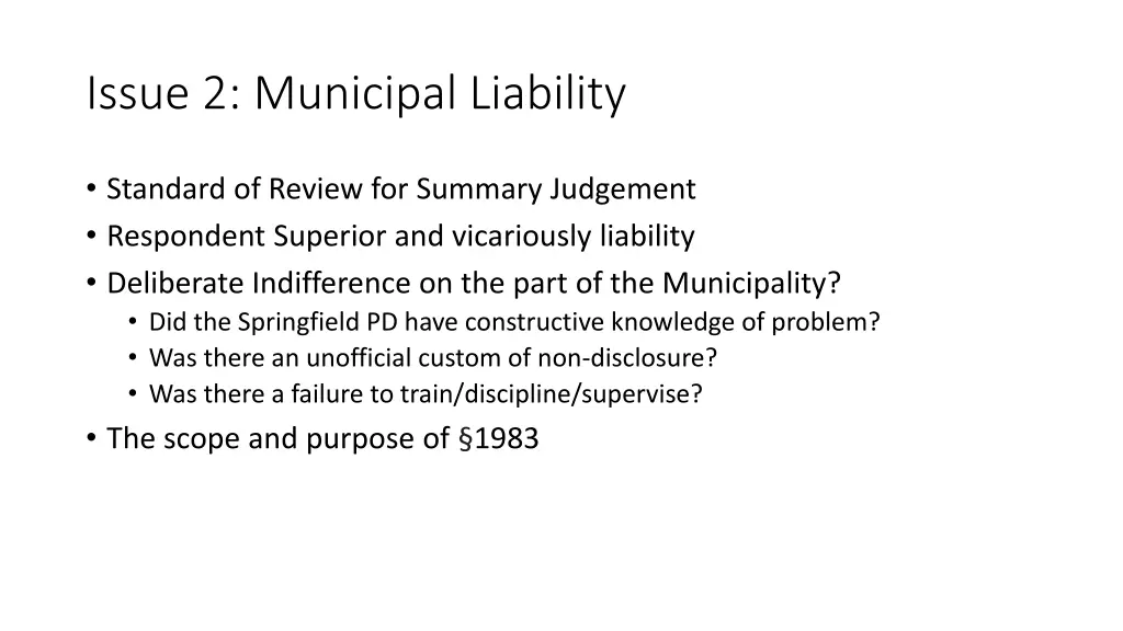 issue 2 municipal liability