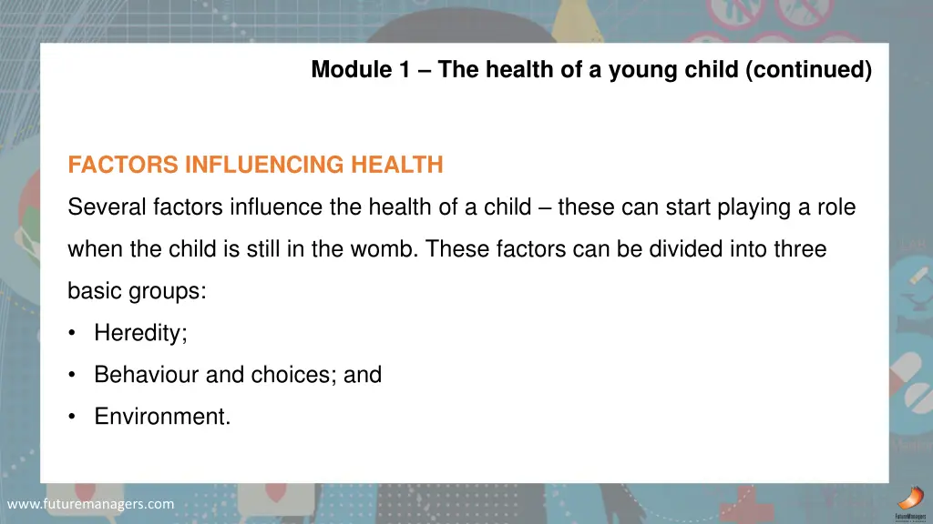 module 1 the health of a young child continued 1