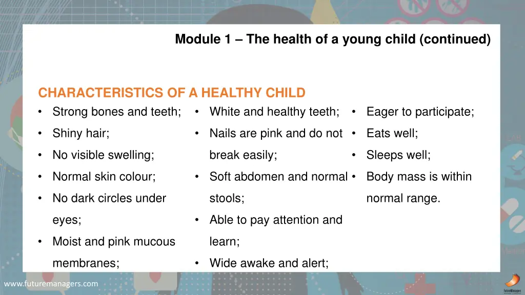 module 1 the health of a young child continued