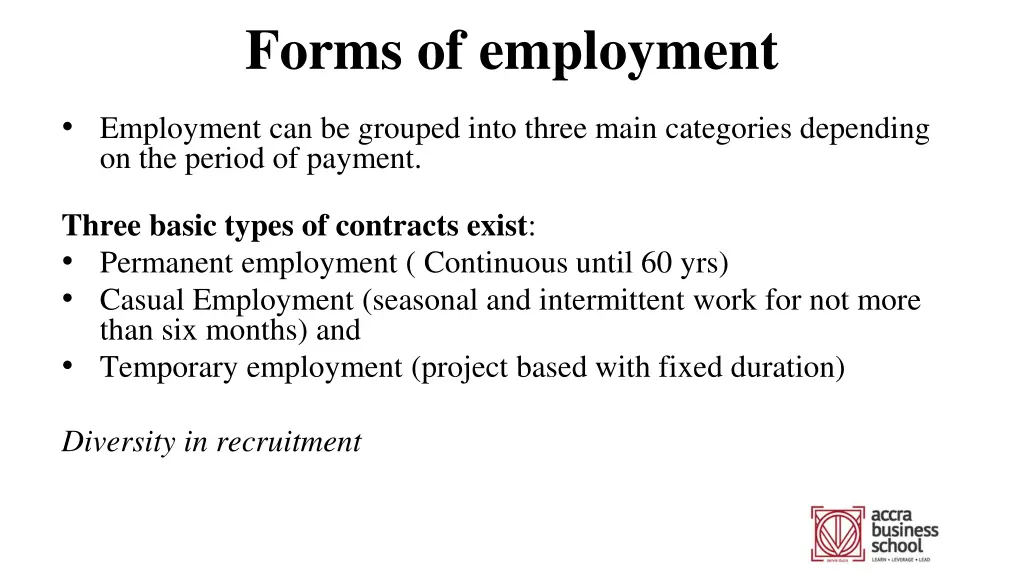 forms of employment