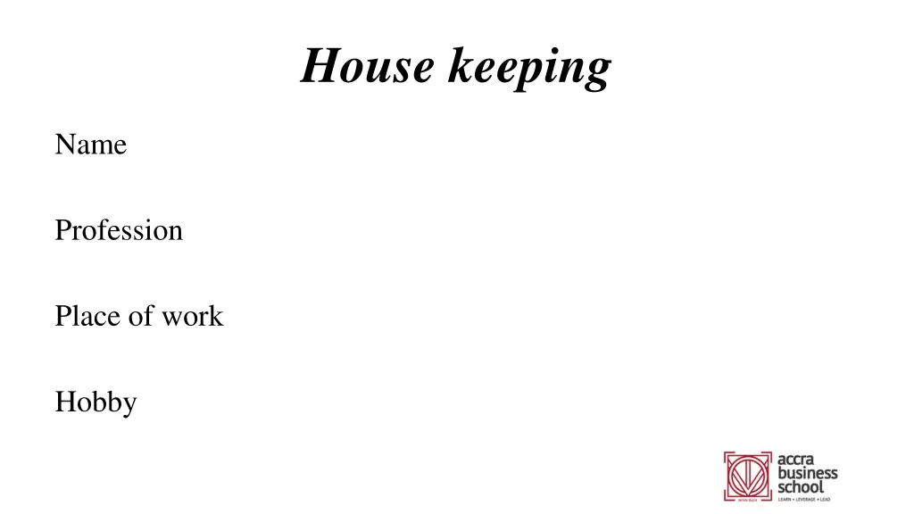 house keeping