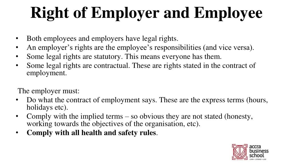 right of employer and employee