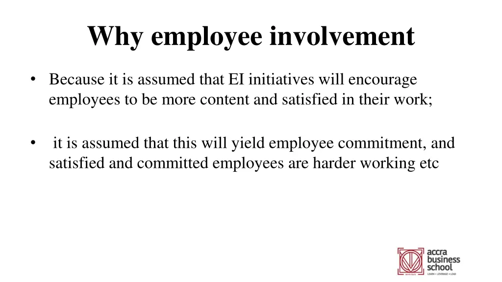 why employee involvement