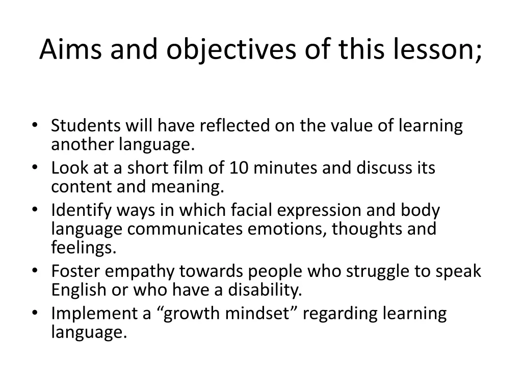 aims and objectives of this lesson