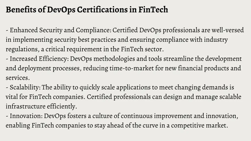 benefits of devops certifications in fintech